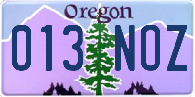 OR license plate 013NOZ
