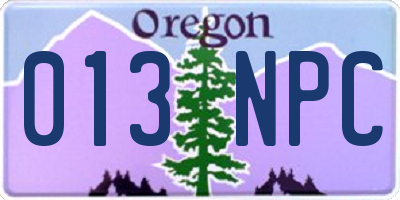 OR license plate 013NPC