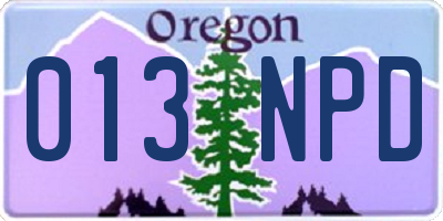 OR license plate 013NPD