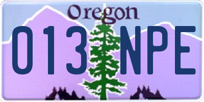 OR license plate 013NPE