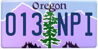OR license plate 013NPI