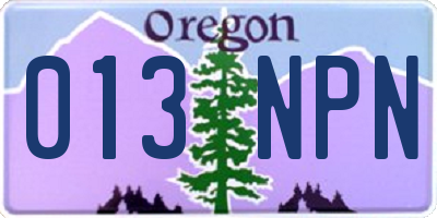 OR license plate 013NPN
