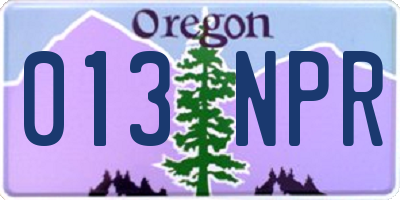 OR license plate 013NPR