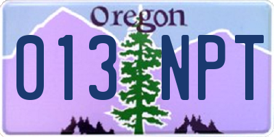 OR license plate 013NPT