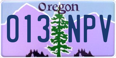OR license plate 013NPV