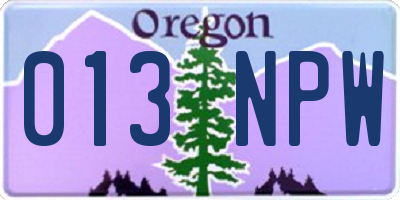 OR license plate 013NPW