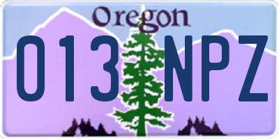 OR license plate 013NPZ