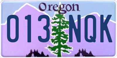 OR license plate 013NQK