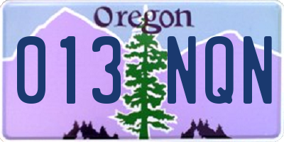 OR license plate 013NQN