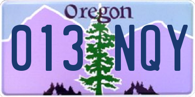 OR license plate 013NQY