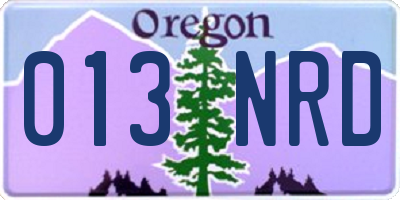 OR license plate 013NRD