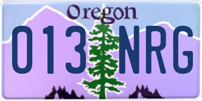 OR license plate 013NRG