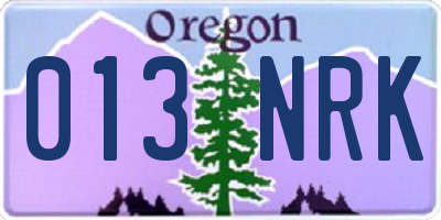 OR license plate 013NRK