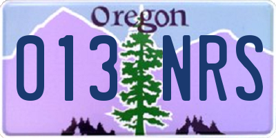 OR license plate 013NRS
