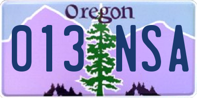 OR license plate 013NSA