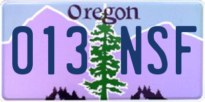 OR license plate 013NSF