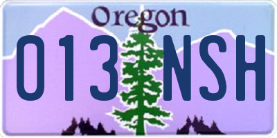 OR license plate 013NSH