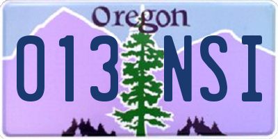 OR license plate 013NSI