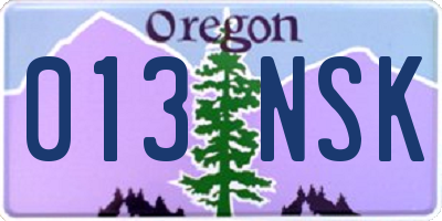 OR license plate 013NSK