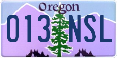 OR license plate 013NSL