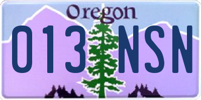 OR license plate 013NSN