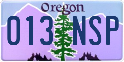 OR license plate 013NSP