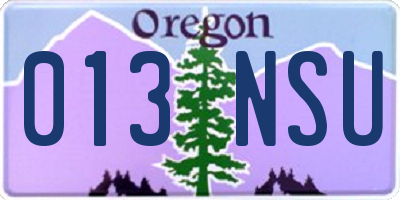 OR license plate 013NSU
