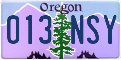 OR license plate 013NSY