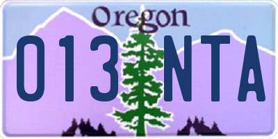 OR license plate 013NTA