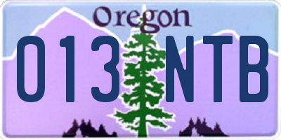 OR license plate 013NTB
