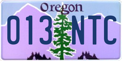 OR license plate 013NTC