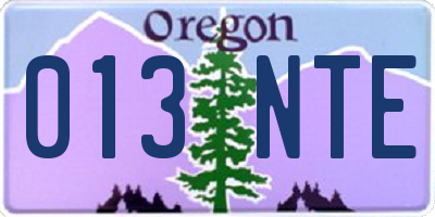 OR license plate 013NTE