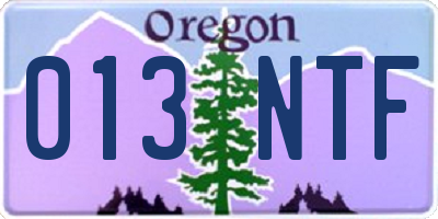 OR license plate 013NTF