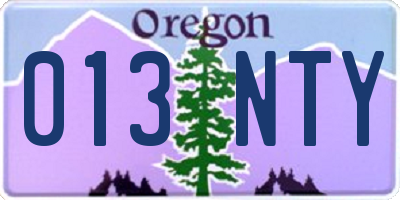 OR license plate 013NTY