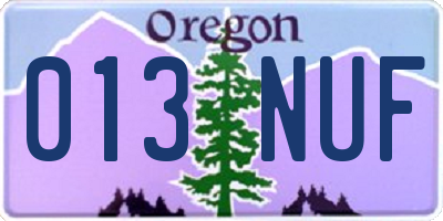 OR license plate 013NUF