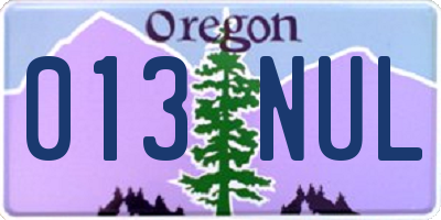 OR license plate 013NUL
