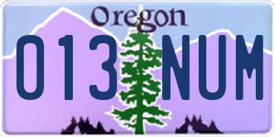 OR license plate 013NUM