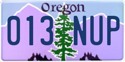 OR license plate 013NUP