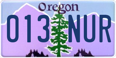 OR license plate 013NUR