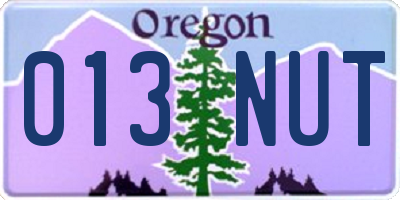 OR license plate 013NUT