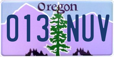 OR license plate 013NUV