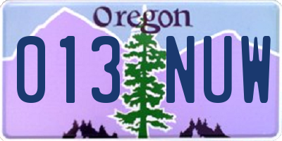 OR license plate 013NUW