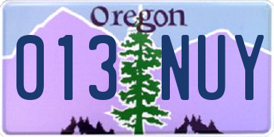 OR license plate 013NUY