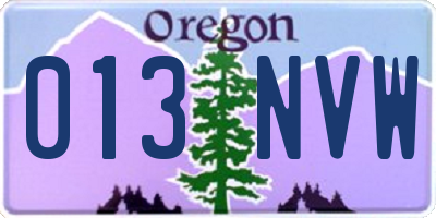 OR license plate 013NVW