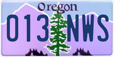OR license plate 013NWS