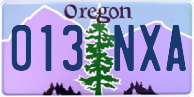 OR license plate 013NXA