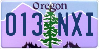 OR license plate 013NXI