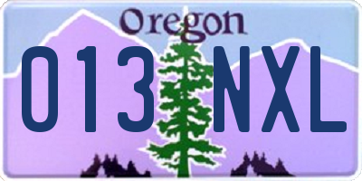 OR license plate 013NXL
