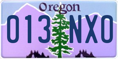 OR license plate 013NXO