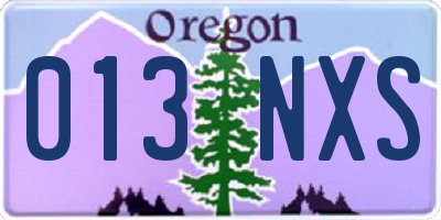 OR license plate 013NXS